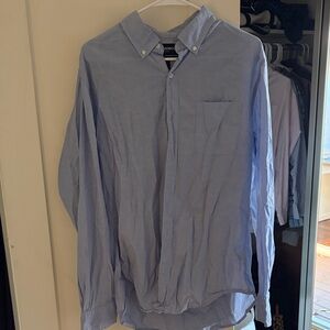 Bonobos Men’s L Slim Fit Button Up Blue Linen Style Shirt (Lightweight)